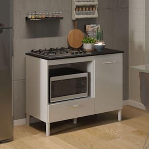 Armário De Cozinha Compacta Balcão Cooktop Forno Rainha Branco