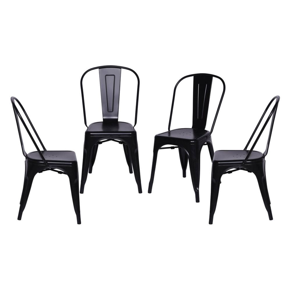 Kit 4 Cadeiras para Sala de Jantar Retrô em Aço Preto