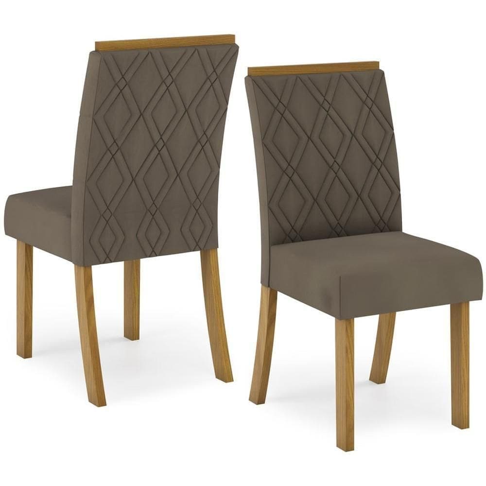 Kit 2 Cadeiras Estofadas Sala De Jantar Vita Suede Henn