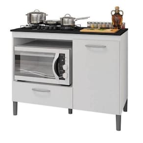 Balcão Para Cooktop Armário De Cozinha Com Tampo Nanci Branco