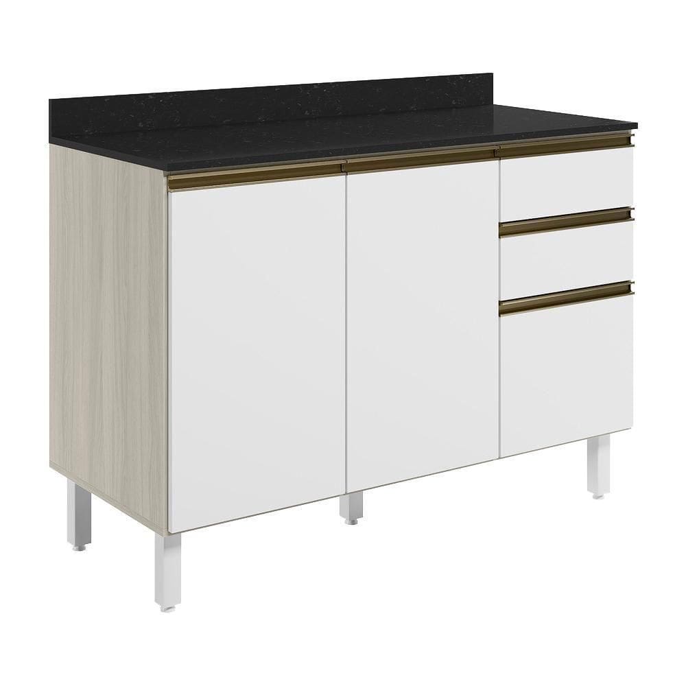 Balcao Com Tampo 2p 3g 120cm Mdf Kali 16417 Nicioli Bianco