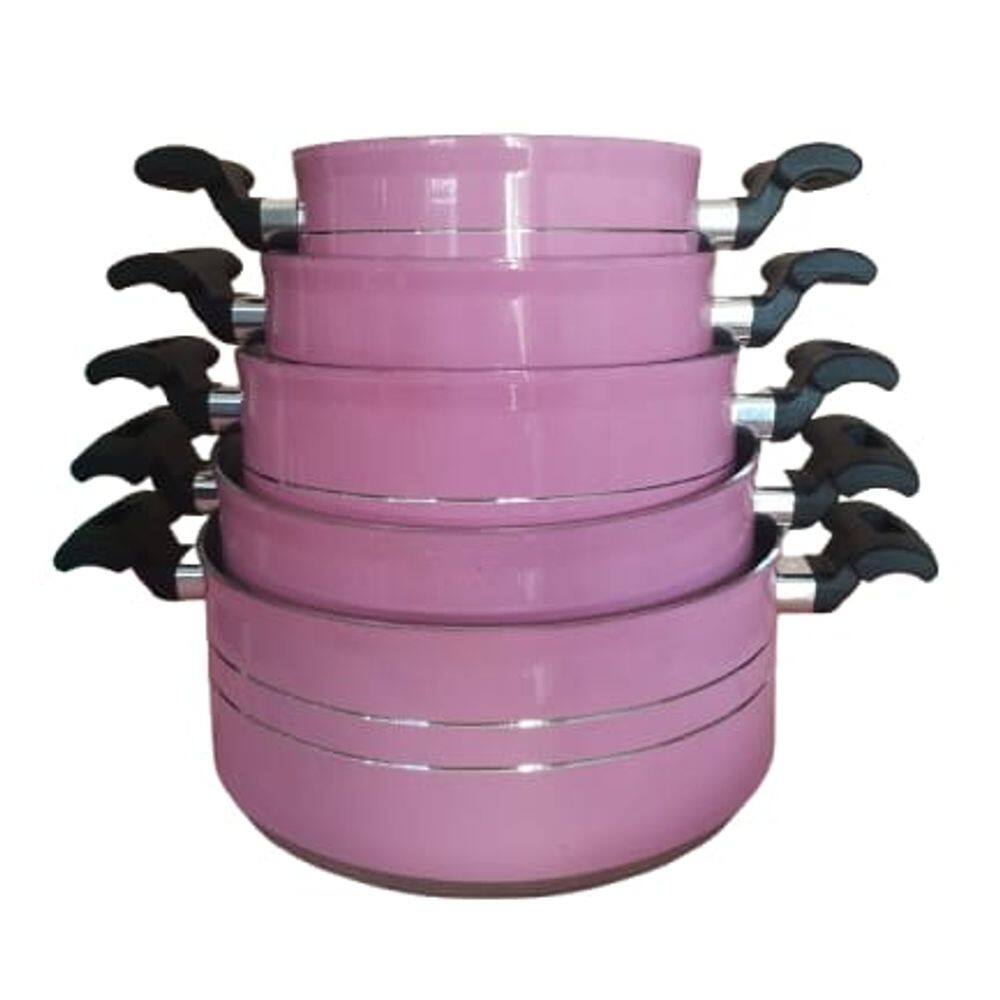 Jogo de caçarola 16/24 Alusol Aluminio Rosa