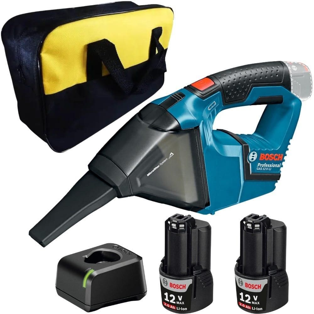 Aspirador de Pó GAS 12V-LI com 2 Baterias Carregador Bivolt BOSCH e Bolsa EVALD