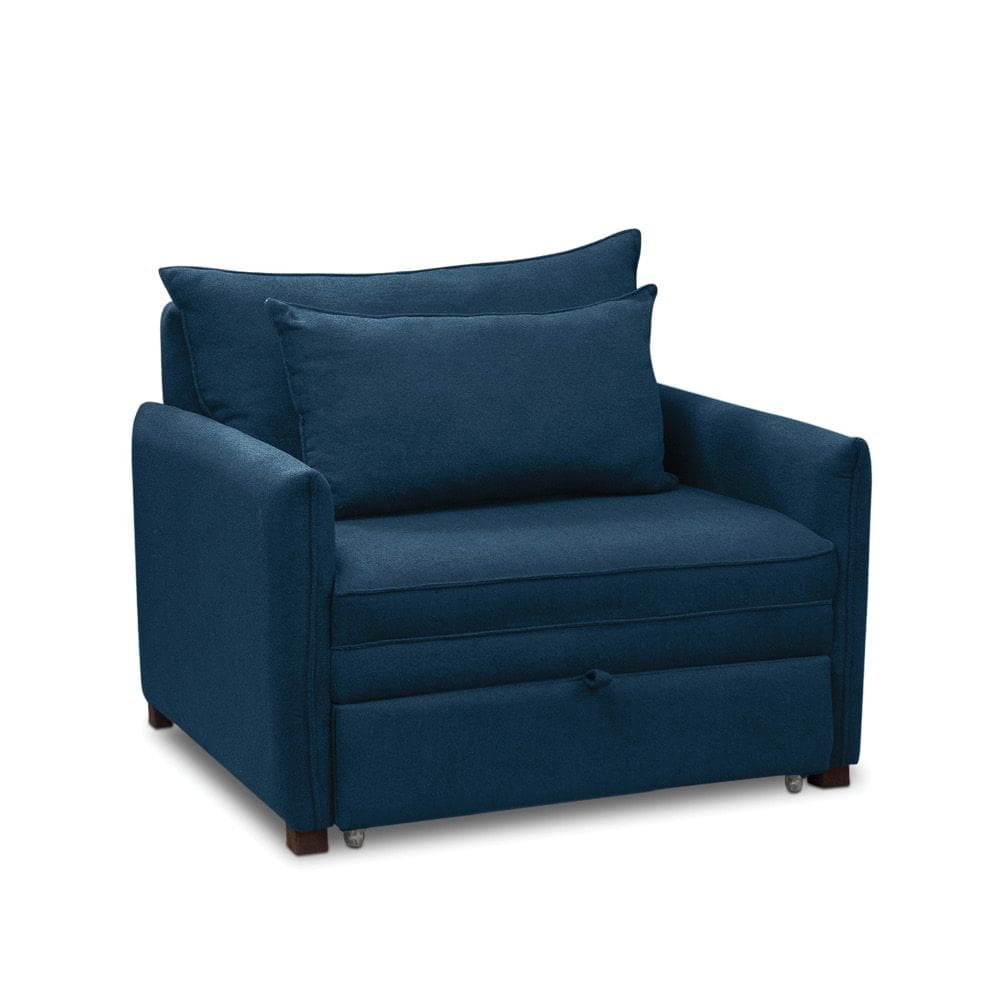 Poltrona Cama Retrátil Solteiro com Rodízio Cloe Bouclê Azul Marinho E03 - D`Rossi