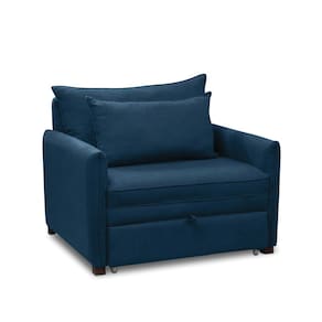 Poltrona Cama Retrátil Solteiro com Rodízio Cloe Bouclê Azul Marinho E03 - D`Rossi