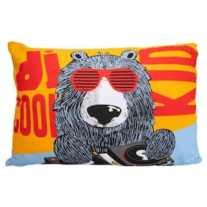Fronha Portallar Malha 100% Algodão Estampa Localizada Dj Urso 48cmx68cm Branco