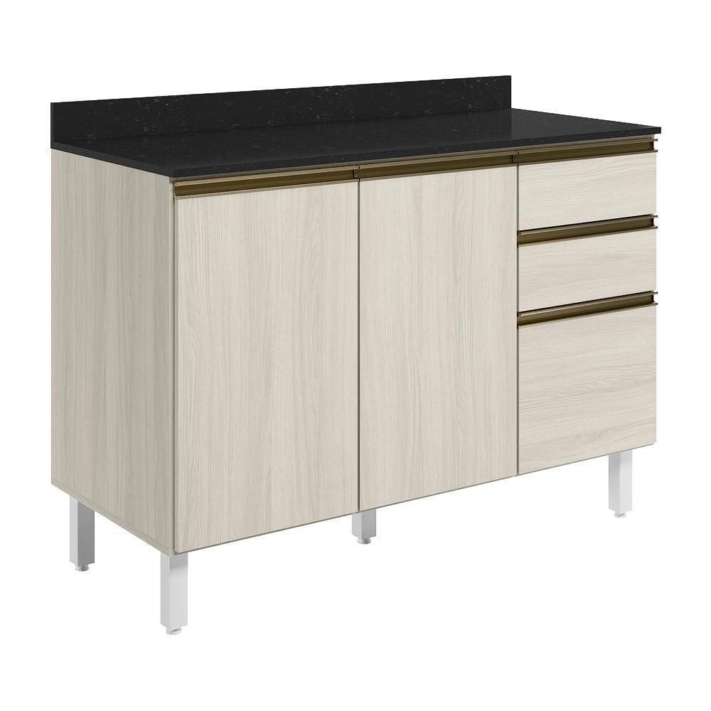 Balcao Com Tampo 2p 3g 120cm Mdf Kali 16417 Nicioli Bianco.