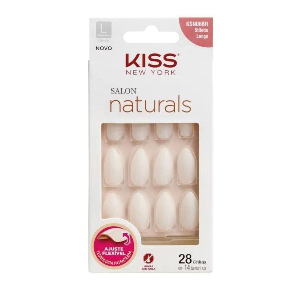 Kiss Ny Unha Salon Natural Longo Estileto