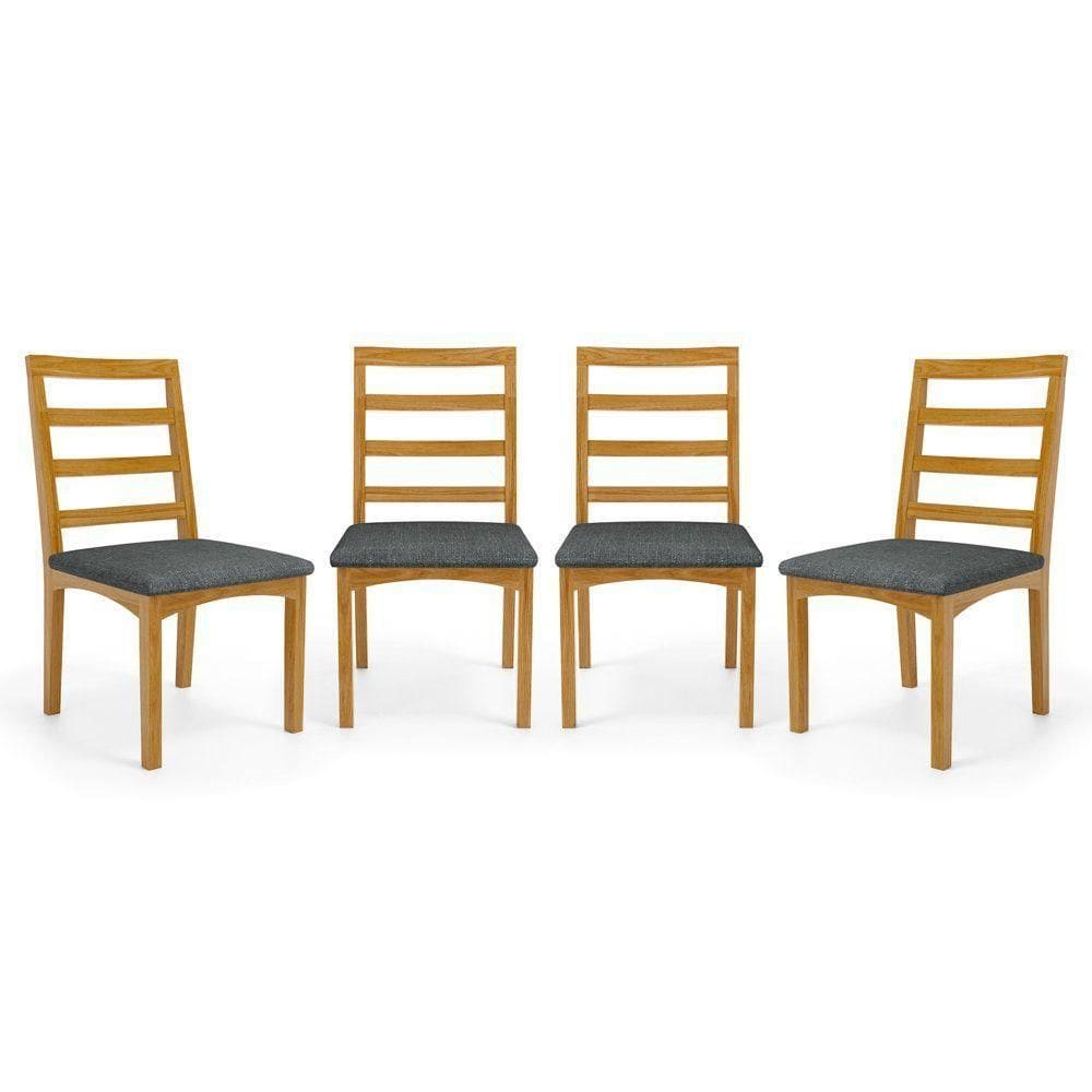 Kit Com 4 Cadeiras Cecília Madeira Maciça Assentos Estofados Para Mesa De Jantar Linho Chumbo 406