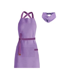 Avental e Faixa de Cabelo Lilas Roxo Lavanda Sorveteria Açai
