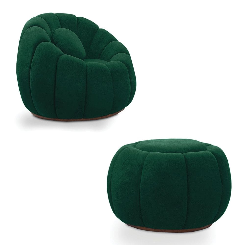 Poltrona Decorativa Orgânica Giratória com Puff Cloud Bouclê E03 - D`Rossi