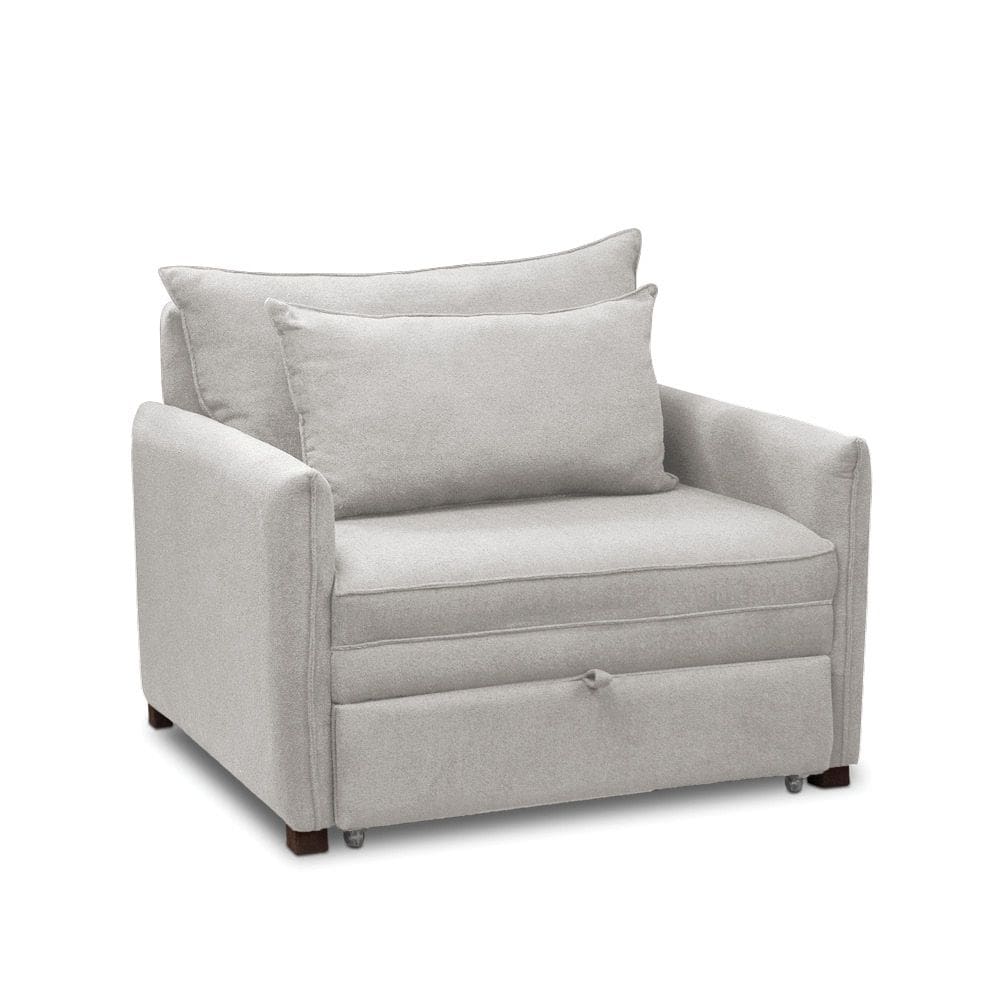 Poltrona Cama Retrátil Solteiro com Rodízio Cloe Bouclê Cinza Claro E03 - D`Rossi
