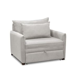 Poltrona Cama Retrátil Solteiro com Rodízio Cloe Bouclê Cinza Claro E03 - D`Rossi