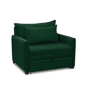 Poltrona Cama Retrátil Solteiro com Rodízio Cloe Bouclê Verde E03 - D`Rossi