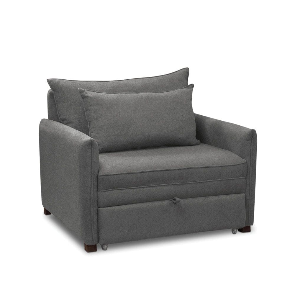 Poltrona Cama Retrátil Solteiro com Rodízio Cloe Bouclê Cinza Escuro E03 - D`Rossi