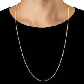 Corrente Cordão Baiano 2Mm 70Cm Banhado A Ouro 18K