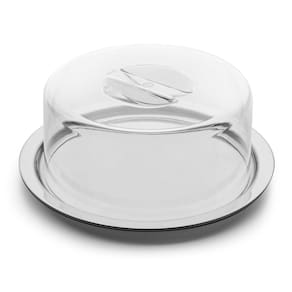 Prato Porta Bolo Queijo De Inox Com Tampa Neo Forma - 24cm
