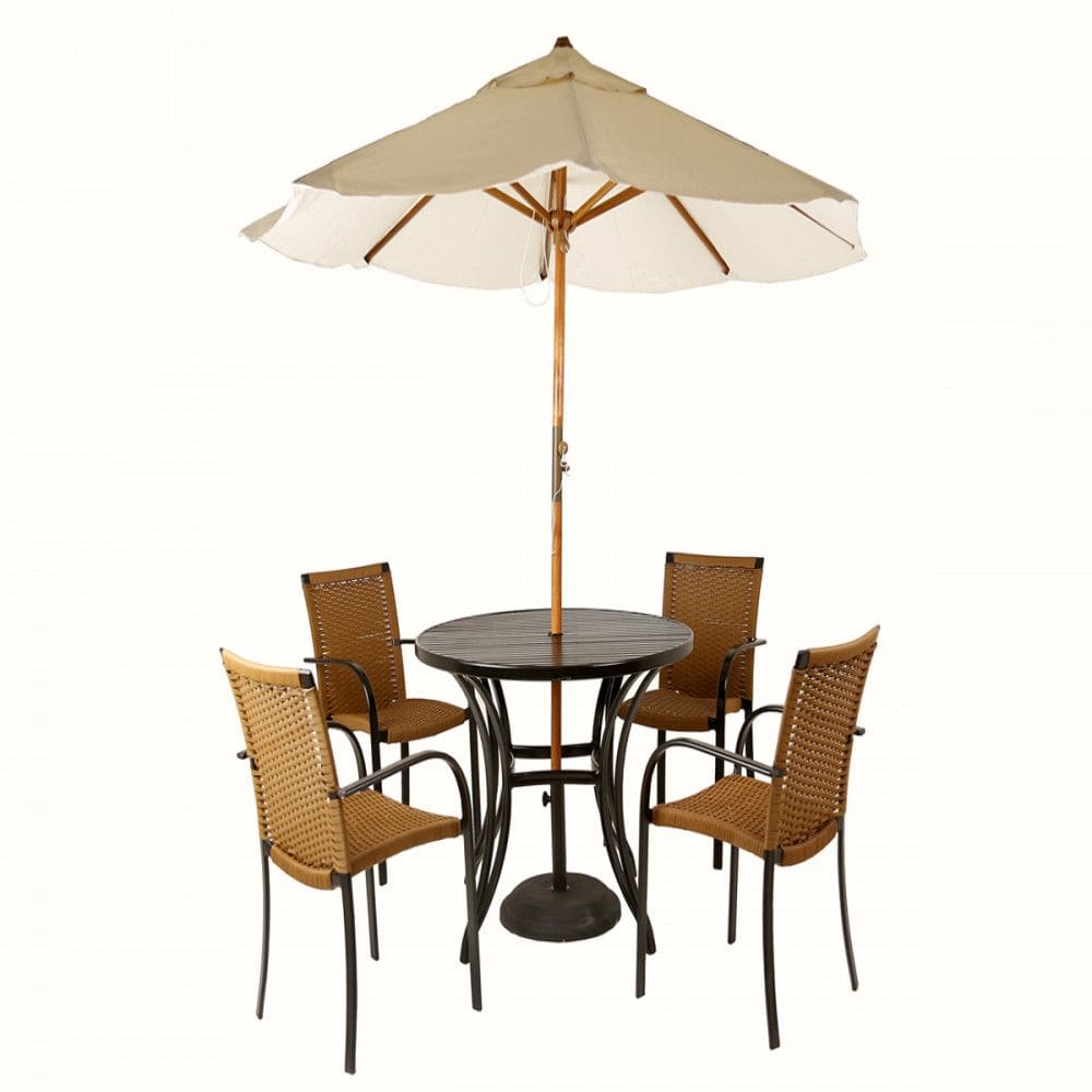 Conjunto de 4 Cadeiras Ascoli e Mesa com Ombrelone em Alumínio para, Piscina, Edícula
