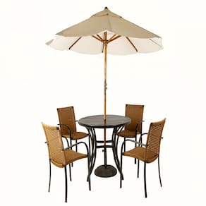 Conjunto de 4 Cadeiras Ascoli e Mesa com Ombrelone em Alumínio para, Piscina, Edícula