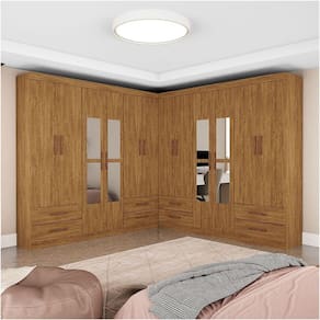 Closet Casal Duplo Lu 12 Portas Com Espelho 8 Gavetas Cinamomo