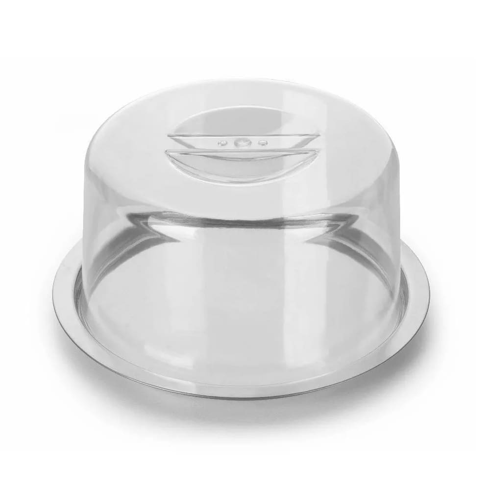 Prato Porta Queijo Neo De Inox Com Tampa Acrílica Forma 19cm