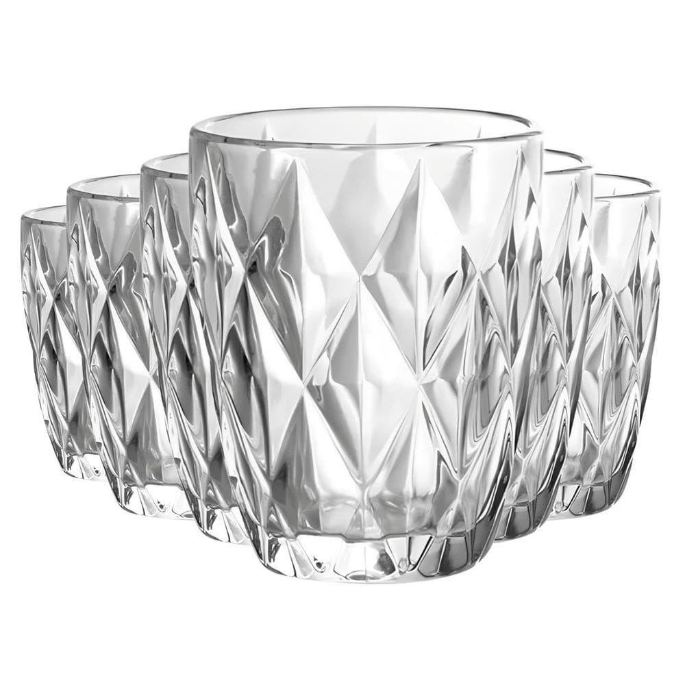 Jogo com 6 Copos de Vidro Transparente Diamond 280ml