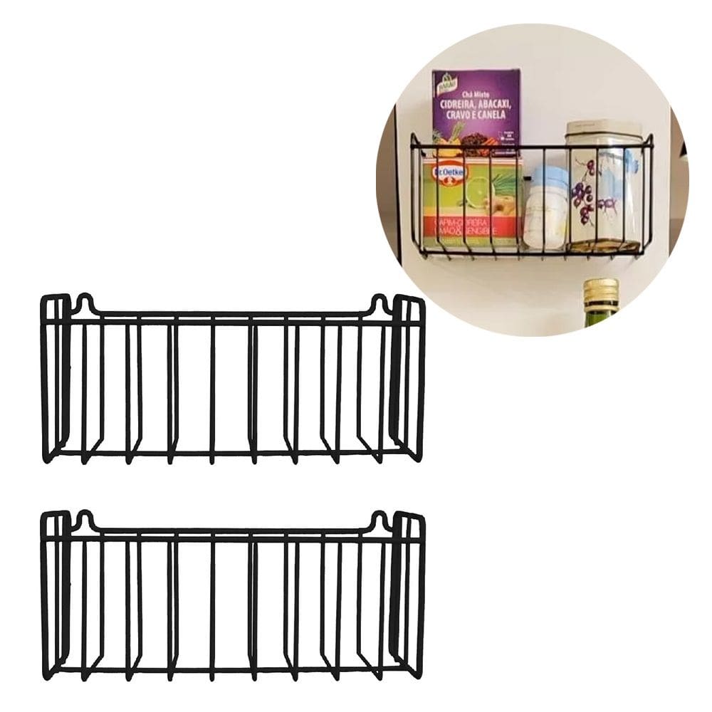 Kit 2 Cesto Fruteira de Parede 20x9cm Aramado para Cozinha Banheiro Lavanderia Organização Multiuso N0