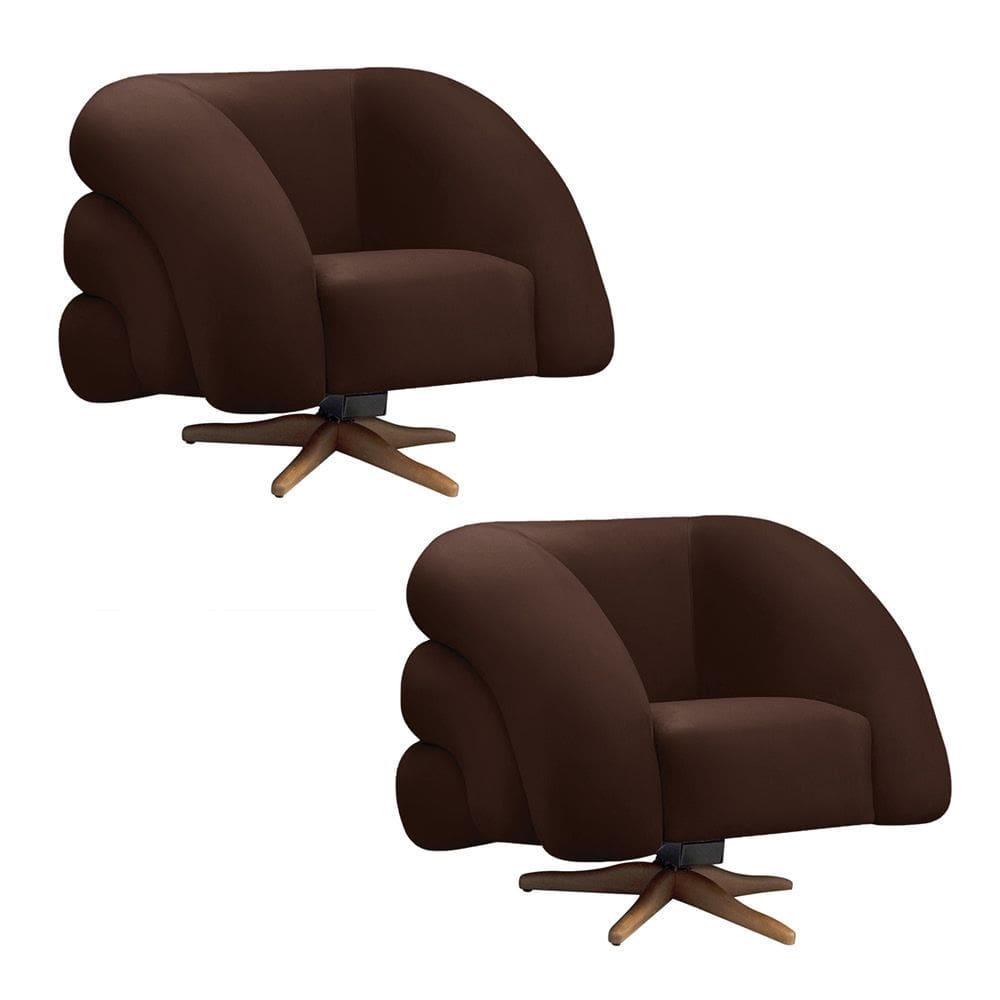 Poltrona Giratória Orgânica com Balanço kit 2 Tana Bouclê E03 - D`Rossi