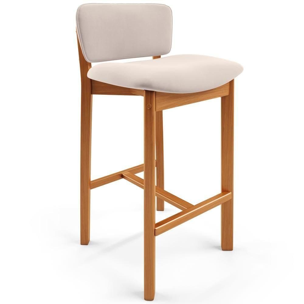 Banqueta Alta Para Cozinha Sala De Jantar Bar Dara L02 Suede Bege - Lyam Decor