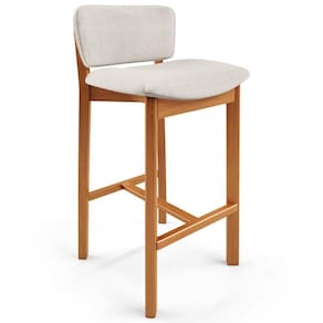 Banqueta Alta Para Cozinha Sala De Jantar Bar Dara L02 Linho Cru - Lyam Decor