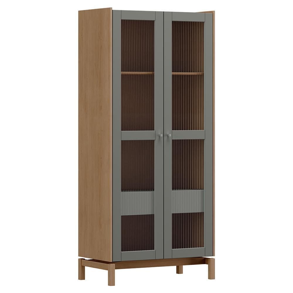 Cristaleira Barcelona 180cm 2 Portas com Vidro Canelado - Finestra Móveis