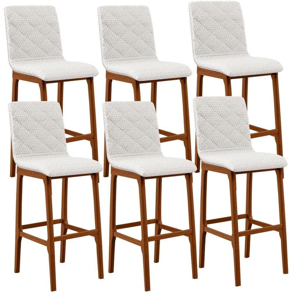 Kit 06 Banquetas Altas Para Cozinha Zoe B04 Bouclê Cru