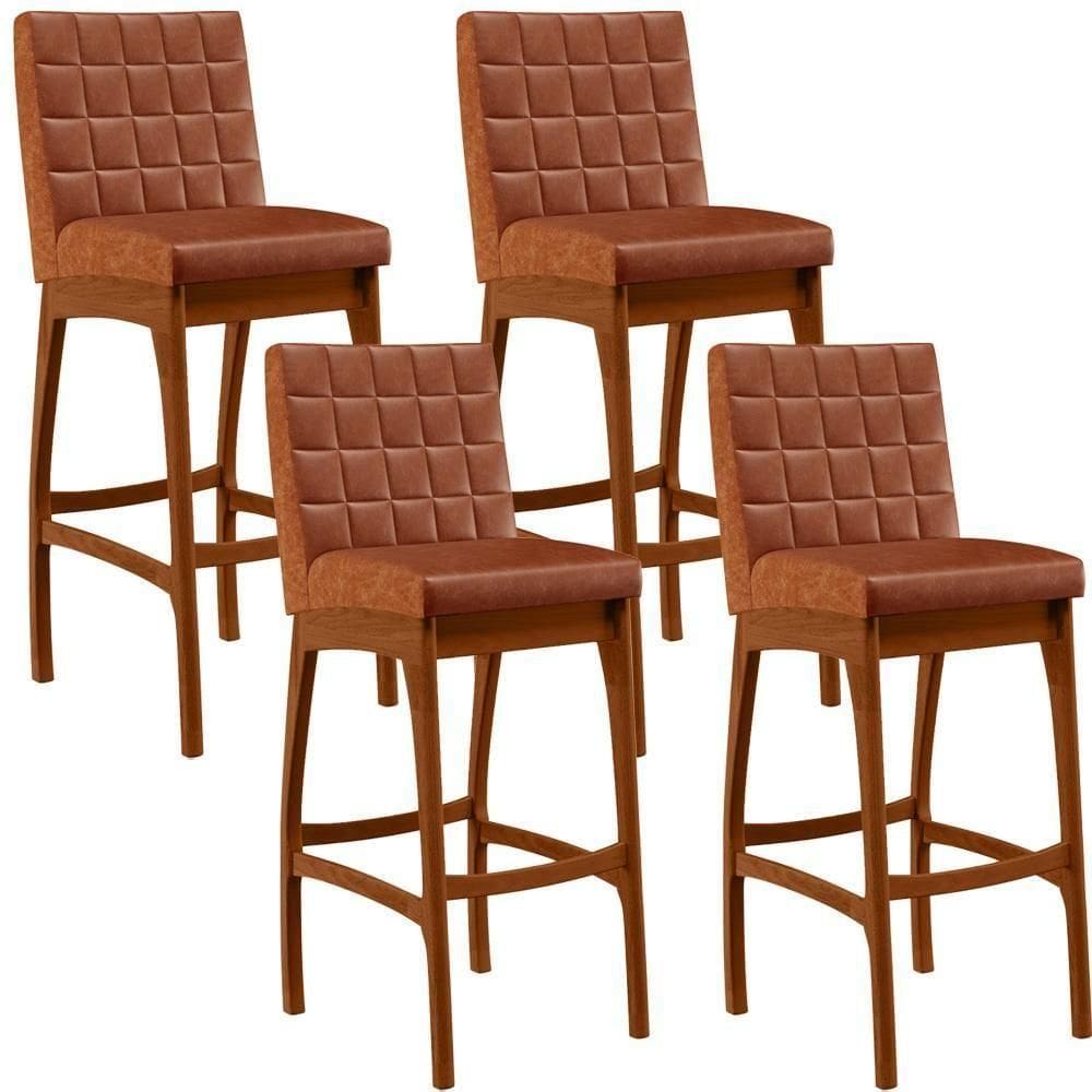 Kit 04 Banquetas Altas Cozinha Mila B04 Camel