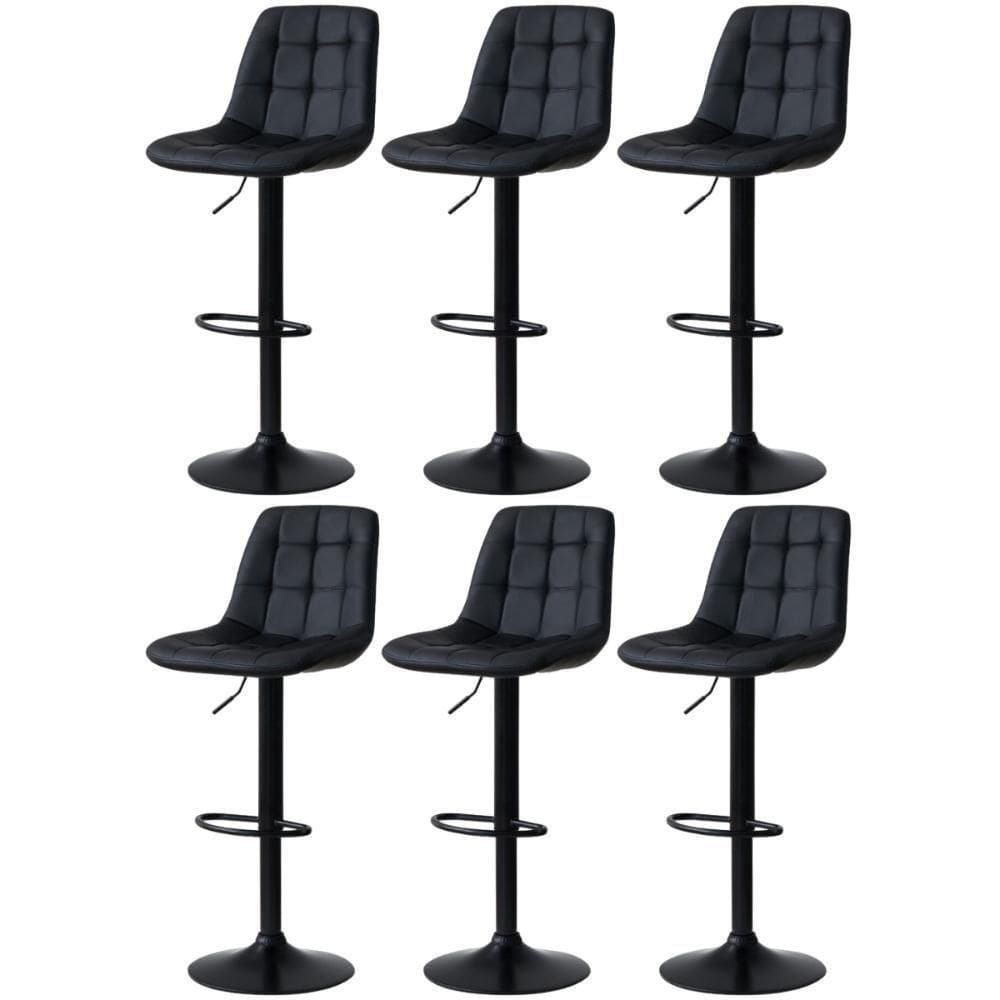 Kit 6 Banqueta Alta Elegance Estofada Com Base Giratória E Regulagem De Altura - Preto