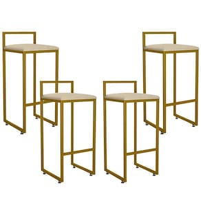 Kit 04 Banquetas Altas Hanna Dourado Suede Bege