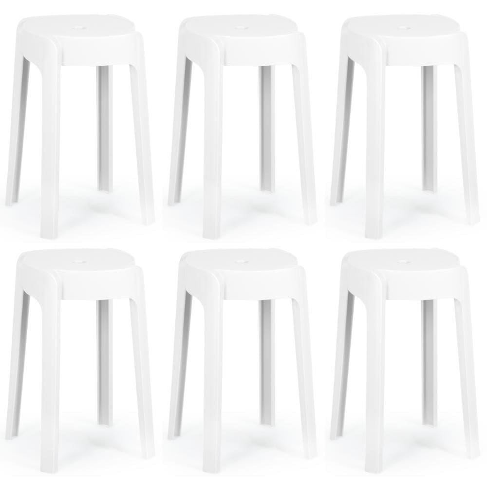 Kit 6 Banquetas Baixa Empilhável Nordica - Branco