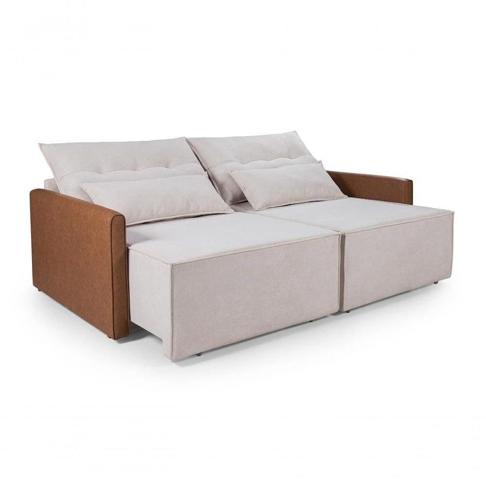 Sofá Pés Madeira San Marino 2,20m Boucle Composê 3 Lugares Império Estofados Boucle 210 Bege