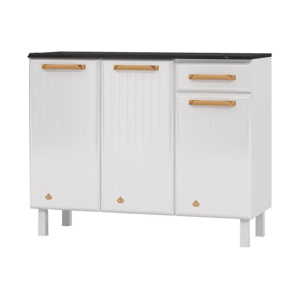 Balcão De Cozinha De Aço Com Tampo Multimóveis Branco