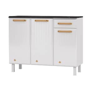 Balcão De Cozinha De Aço Com Tampo Multimóveis Branco