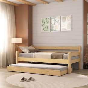 Bicama Madeira Maciça Para Colchão 78/88 X 188cm Paris Multimóveis VCR4139 - Natural