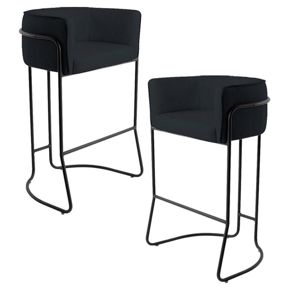 Kit 02 Banquetas Fixa Preto Corano Preto C-05
