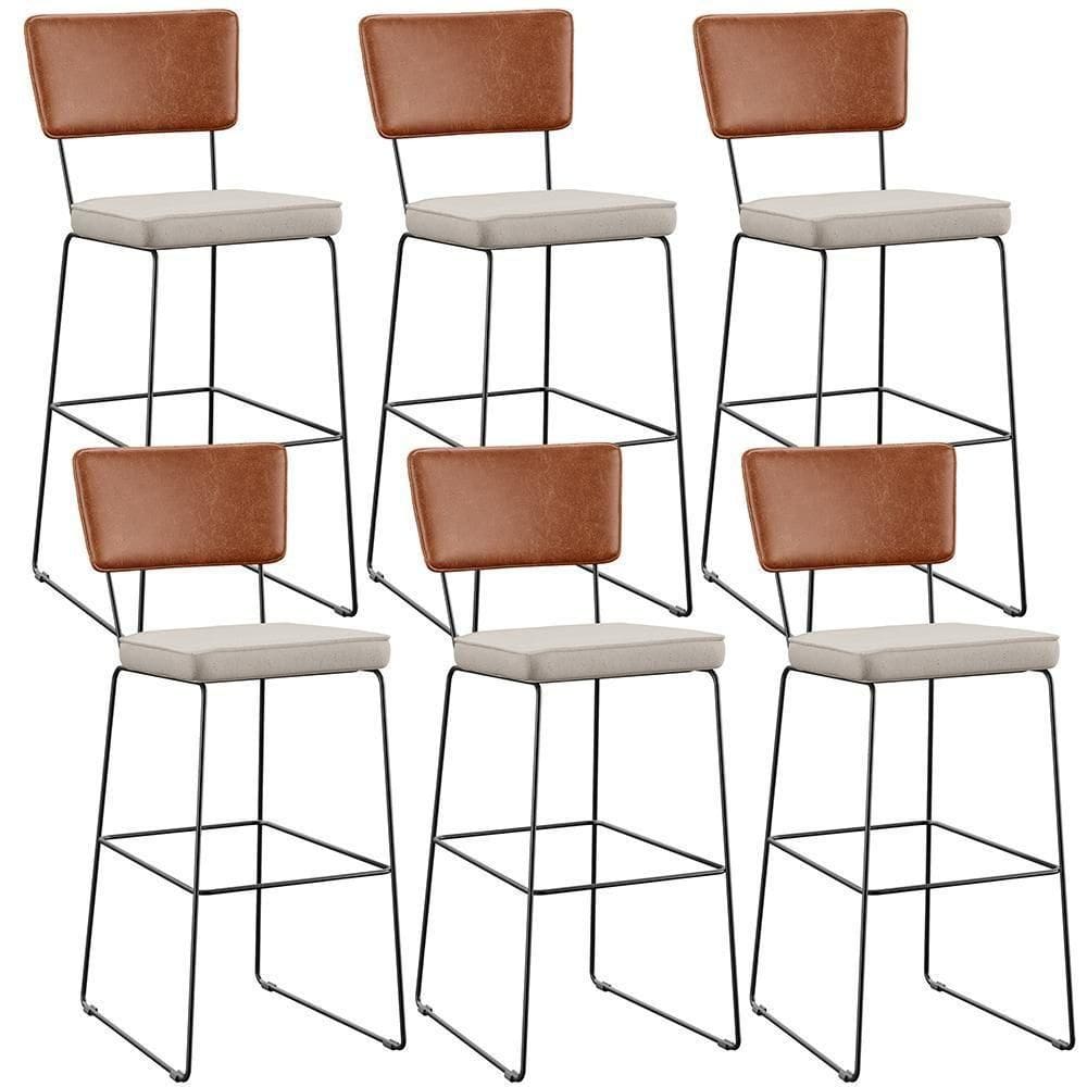 Kit 06 Banquetas Altas Camel Linho Cru