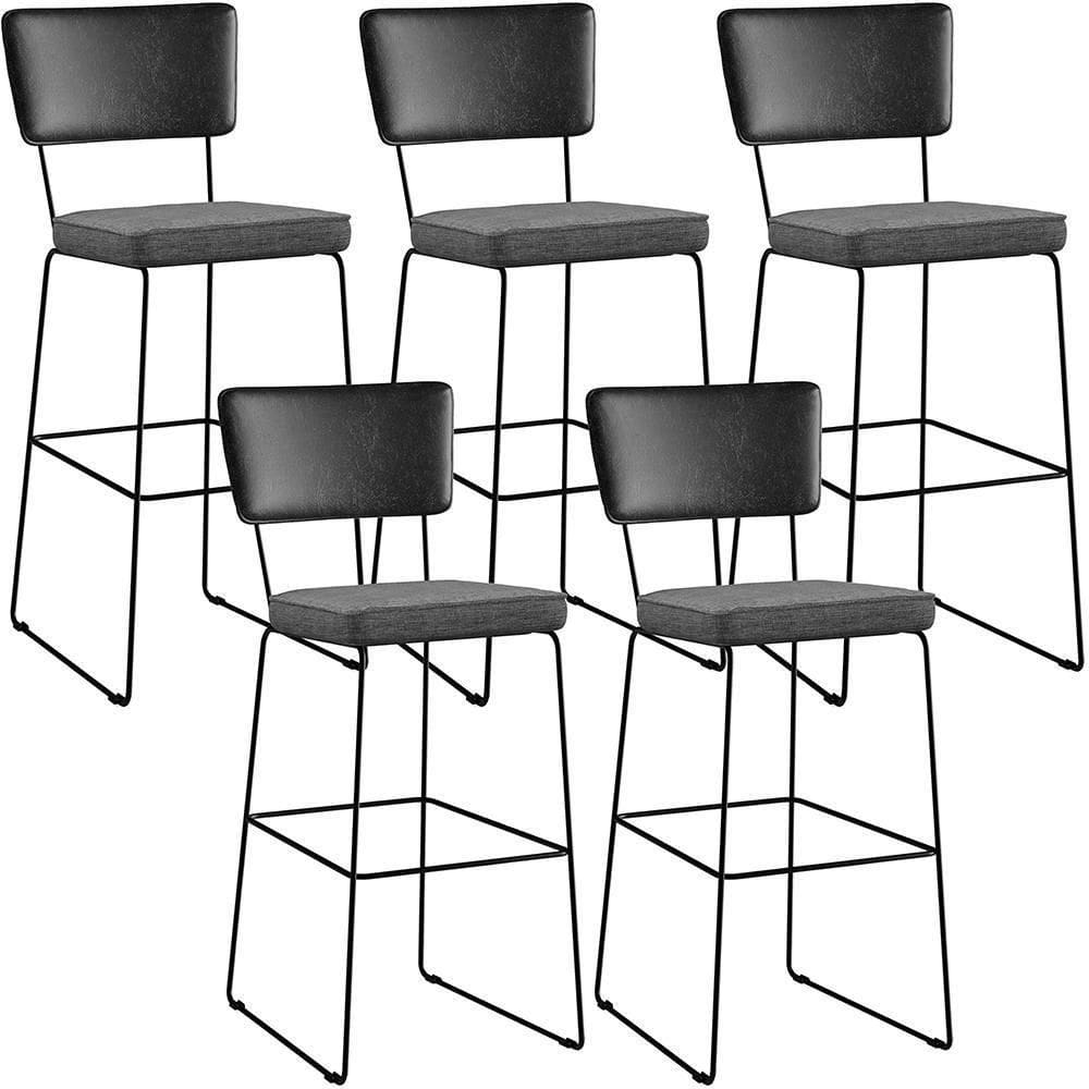 Kit 05 Banquetas Altas Preto Linho Cinza Escuro