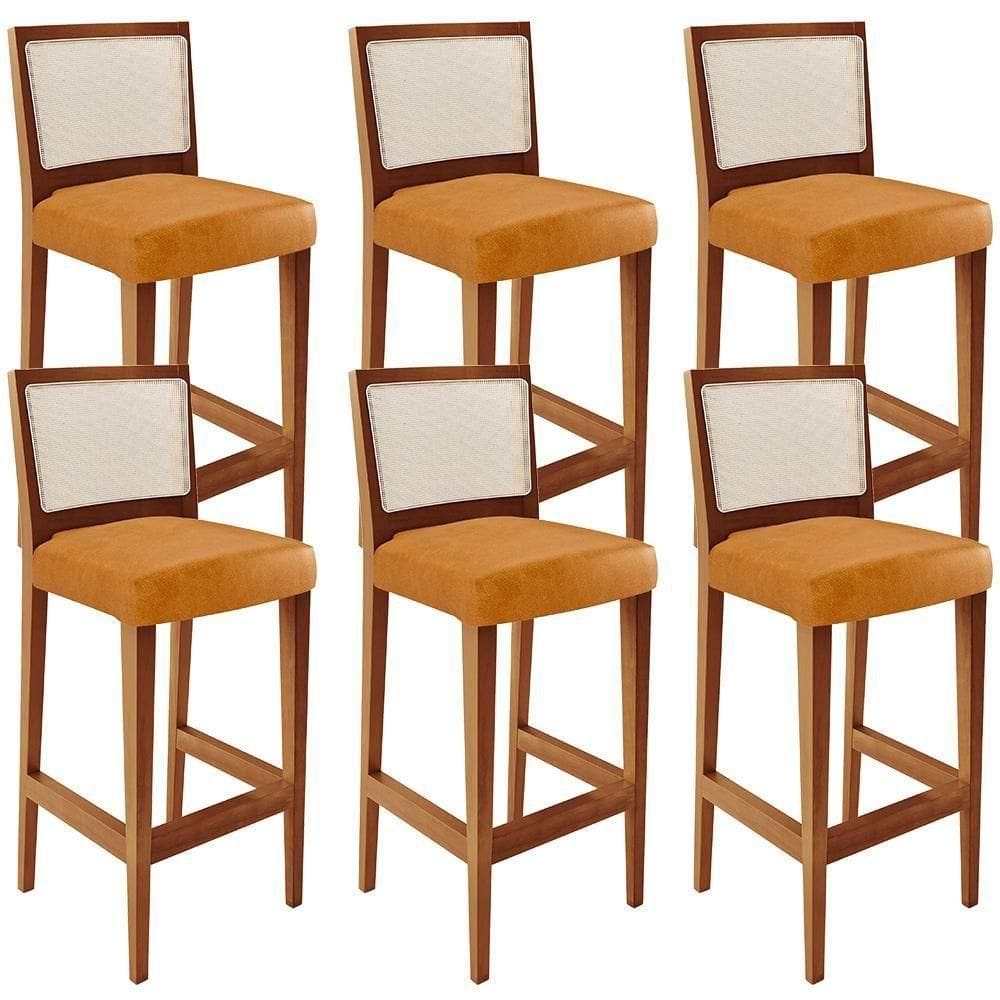 Kit 06 Banquetas Alta Branco Whisky