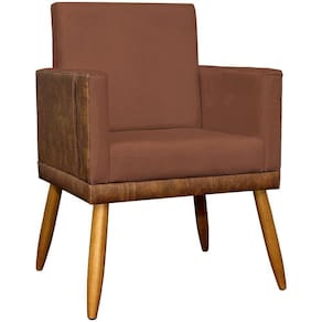 Poltrona Decorativa Lis Corino e Pé Palito 30 Cm Castanho - Terracota Suede Corino