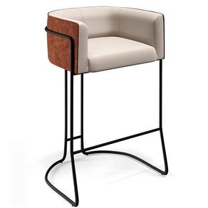 Banqueta Decorativa Betina D02 Bege C-107 Marrom B-38