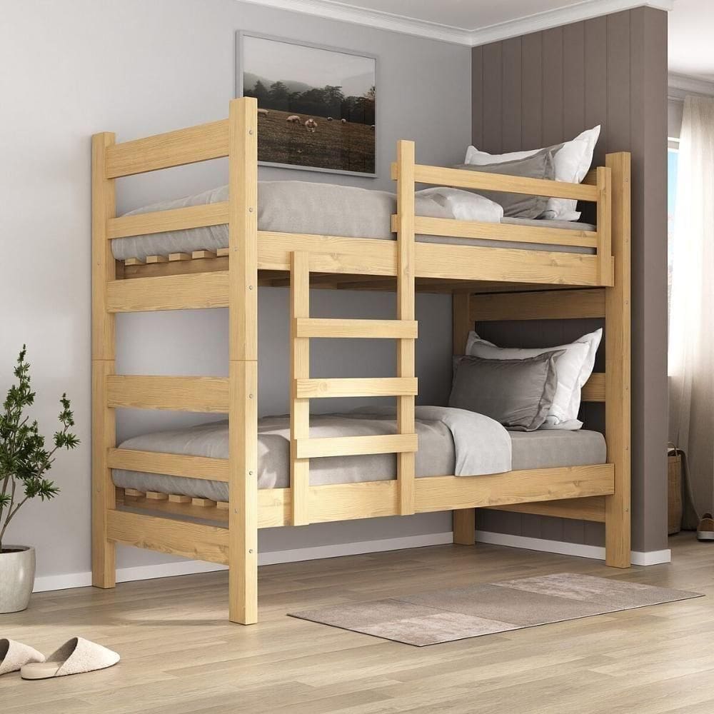Beliche Madeira Maciça - Vira 2 Camas - Para Colchão 78/88 X 188cm Dubai Multimóveis CR4137 Natural