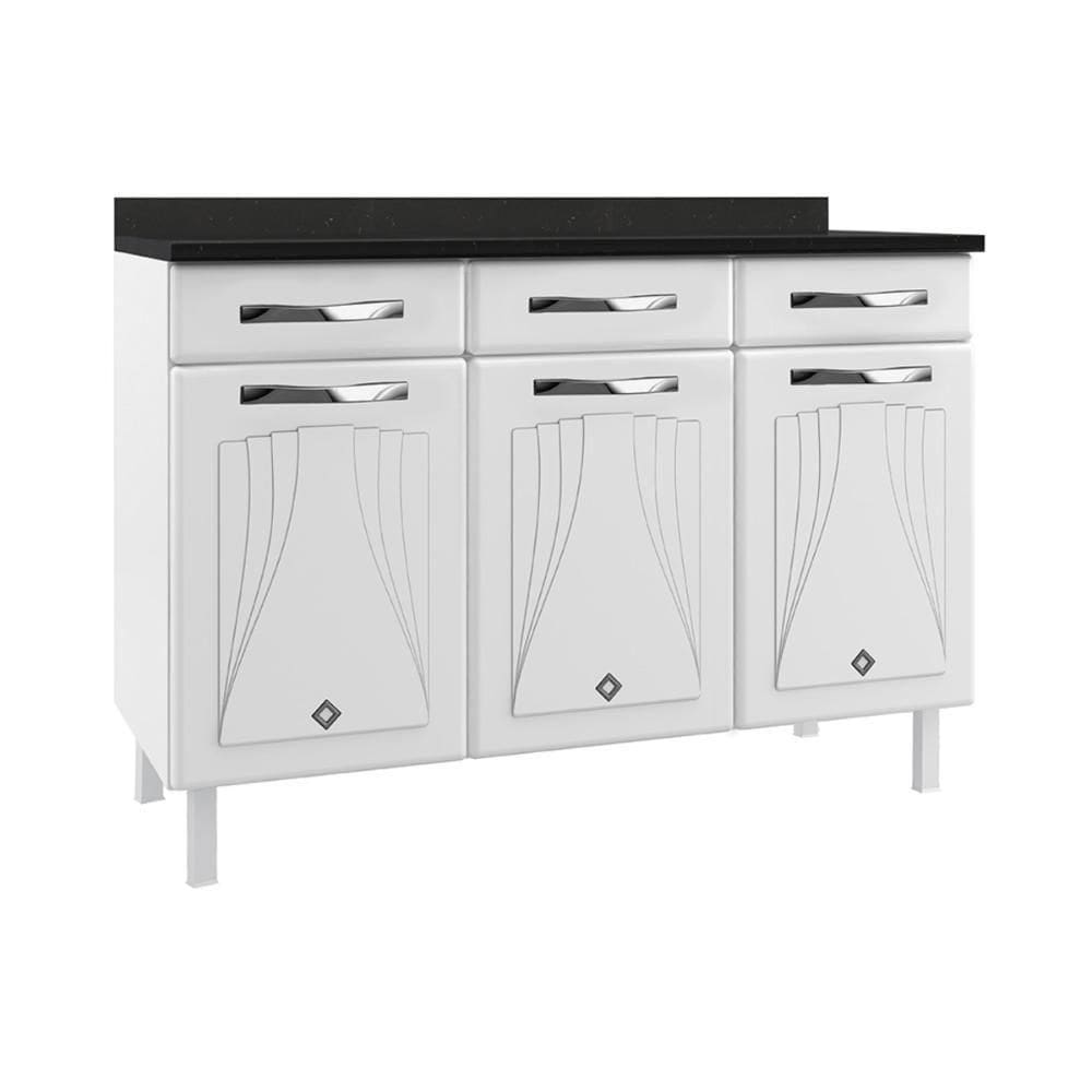 Balcão De Cozinha De Aço Com Tampo Multimóveis Branco