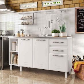 Balcão De Cozinha De Aço Multimóveis Cr20355 Branco
