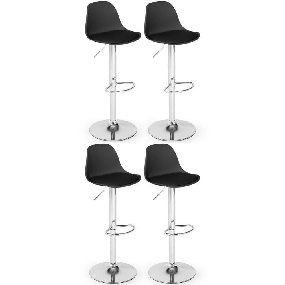 Kit 4 Banqueta Alta Leda  Com Base Giratória E  - Preto